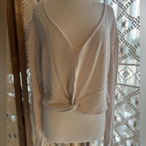 Free People Cream V-Neck Twist Top